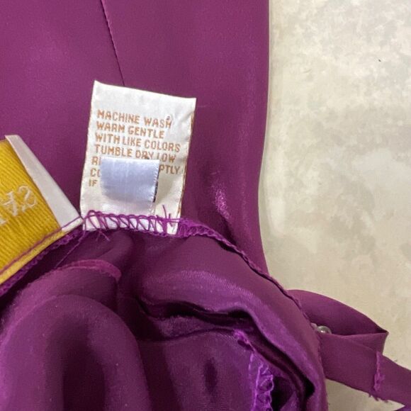 VTG Gold Label Victoria Secret Maxi Satin Liquid lace slip Dress S Purple Fairy - Picture 6 of 12